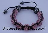 CFB575 12mm round rhinestone with hematite beads adjustable bracelet