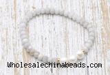 CFB722 faceted rondelle white crazy lace agate & potato white freshwater pearl stretchy bracelet