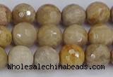 CFC230 15.5 inches 8mm faceted round fossil coral beads