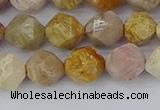 CFC237 15.5 inches 8mm faceted nuggets fossil coral beads