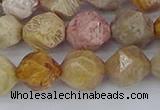 CFC238 15.5 inches 10mm faceted nuggets fossil coral beads