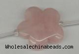 CFG1011 15.5 inches 30mm carved flower rose quartz beads