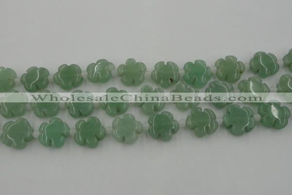 CFG1022 15.5 inches 16mm carved flower green aventurine beads