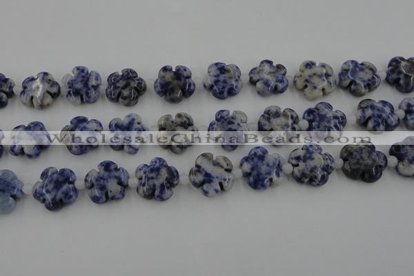 CFG1024 15.5 inches 16mm carved flower sodalite gemstone beads