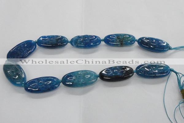 CFG1138 15.5 inches 20*40mm carved oval agate gemstone beads