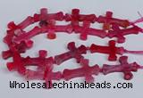 CFG1233 15.5 inches 32*45mm - 35*48mm cross dragon veins agate beads