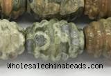 CFG1509 15.5 inches 15*20mm carved rice rhyolite gemstone beads