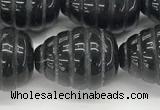 CFG1521 15.5 inches 15*20mm carved teardrop black agate beads