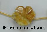 CFG17 15.5 inches 24mm carved flower yellow crazy lace agate beads