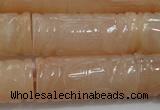 CFG212 15.5 inches 14*31mm carved column pink aventurine jade beads