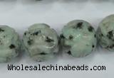 CFG214 15.5 inches 18mm carved round sesame jasper beads