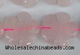 CFG219 15.5 inches 24mm carved flower rose quartz beads