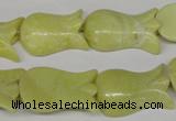 CFG241 15.5 inches 15*25mm carved flower lemon jade gemstone beads