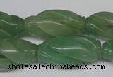 CFG252 15.5 inches 15*30mm carved rice green aventurine beads