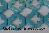 CFG256 15.5 inches 20mm carved flower turquoise beads