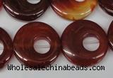 CFG277 15.5 inches 25mm carved donut red agate beads