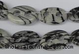 CFG293 15.5 inches 15*20mm carved oval black water jasper beads