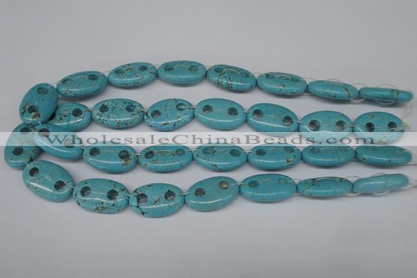 CFG299 15.5 inches 16*26mm carved oval turquoise beads