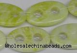 CFG308 15.5 inches 20*30mm carved oval lemon jade gemstone beads