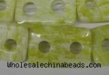 CFG336 15.5 inches 20*30mm carved rectangle lemon jade beads