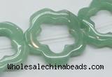 CFG34 15.5 inches 30mm carved flower green aventurine jade beads