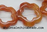 CFG35 15.5 inches 30mm carved flower red aventurine jade beads