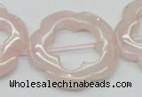 CFG42 15.5 inches 35mm carved flower rose quartz beads wholesale