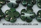 CFG452 15.5 inches 20mm carved flower green iron stone beads