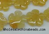 CFG457 15.5 inches 20mm carved flower yellow jade beads