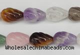 CFG51 15.5 inches 10*16mm carved teardrop mixed gemstone beads