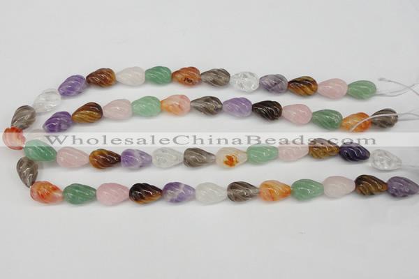 CFG51 15.5 inches 10*16mm carved teardrop mixed gemstone beads