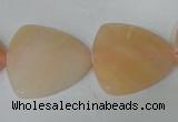 CFG526 15.5 inches 25*25mm carved triangle pink aventurine beads