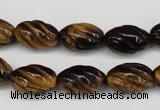 CFG53 15.5 inches 10*16mm carved rice yellow tiger eye gemstone beads