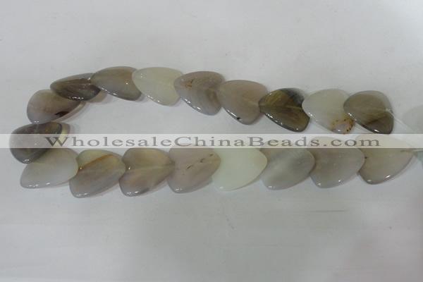 CFG538 15.5 inches 25*25mm carved triangle grey agate beads