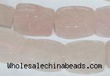 CFG546 15.5 inches 15*20mm carved brick rose quartz beads