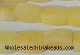 CFG547 15.5 inches 15*20mm carved brick yellow jade beads