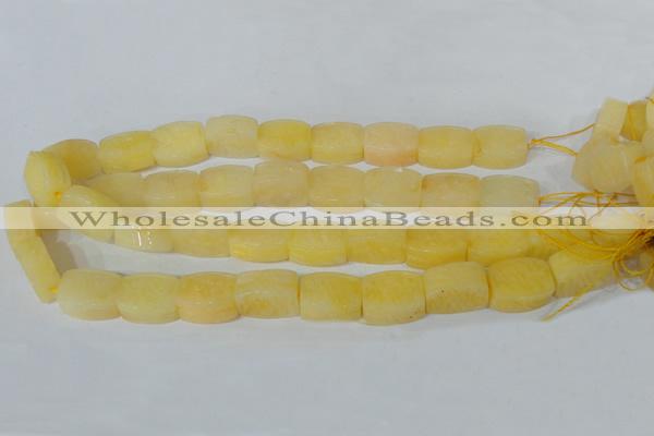 CFG547 15.5 inches 15*20mm carved brick yellow jade beads