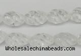 CFG56 15.5 inches 10*16mm carved rice white crystal gemstone beads