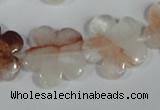 CFG658 15.5 inches 20mm carved flower pink quartz beads