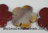 CFG686 15.5 inches 30mm carved flower mookaite gemstone beads