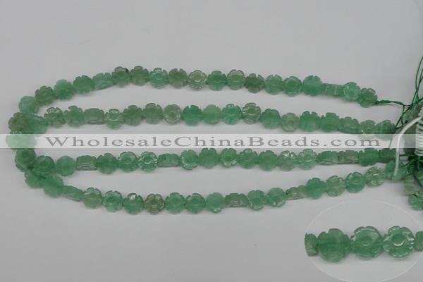 CFG70 15.5 inches 10mm carved flower green aventurine beads