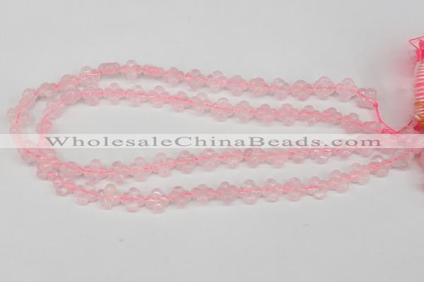 CFG72 15.5 inches 11*11mm carved flower rose quartz gemstone beads