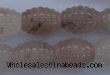 CFG751 15.5 inches 15*20mm carved rice natural pink quartz beads