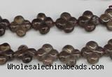 CFG76 15.5 inches 11*11mm carved flower smoky quartz beads