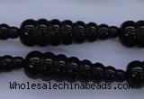 CFG761 15.5 inches 10*35mm carved teardrop black agate beads