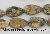 CFG824 12.5 inches 15*20mm carved leaf ocean stone beads wholesale