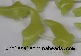 CFG854 Top-drilled 12*25mm carved animal yellow jade beads