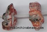 CFG863 Top-drilled 12*18mm carved animal red zebra jasper beads