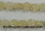 CFG880 15.5 inches 10mm carved flower yellow jade gemstone beads