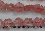 CFG884 15.5 inches 12mm carved flower cherry quartz beads